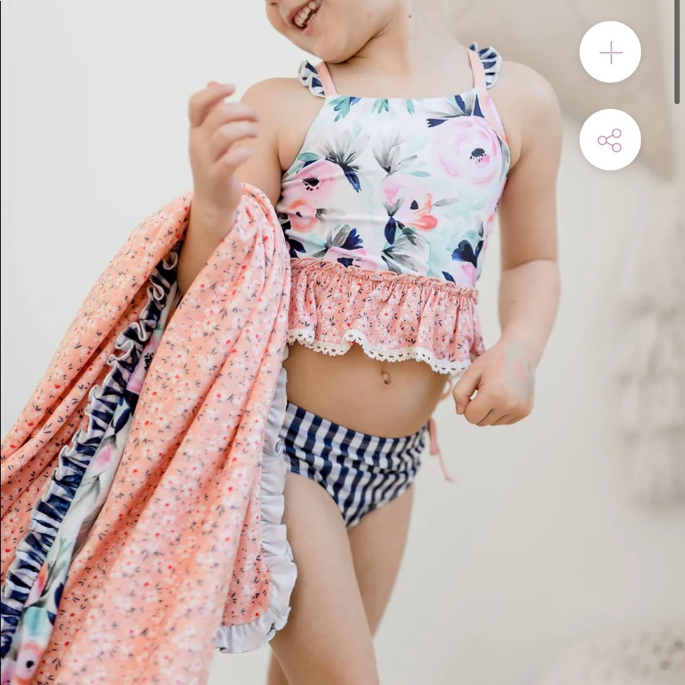Cheeky Plum Calypso Swim Set! NWT 2T Selah Tankini Bikini and cover up - Picture 13 of 16